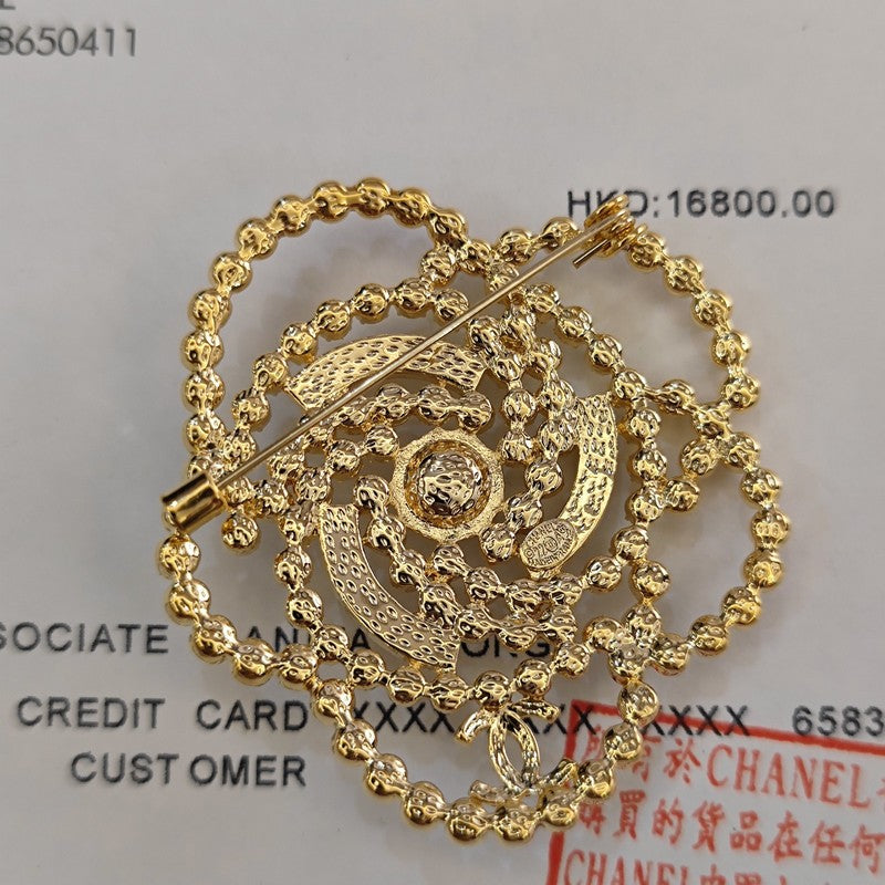 18K Chanel Camellia Pearl Brooch