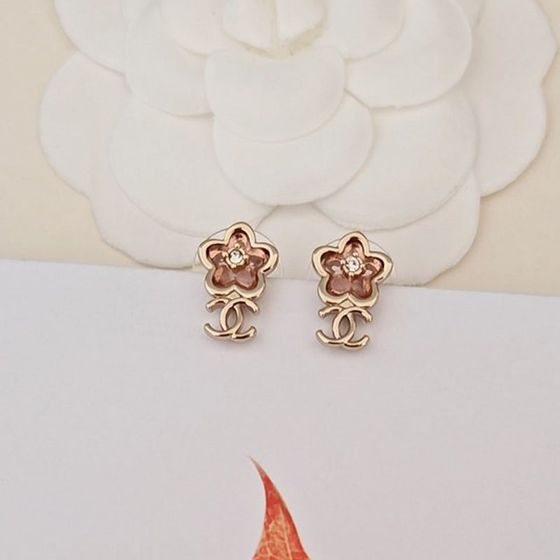 18K Chanel Pink Crystal Earrings