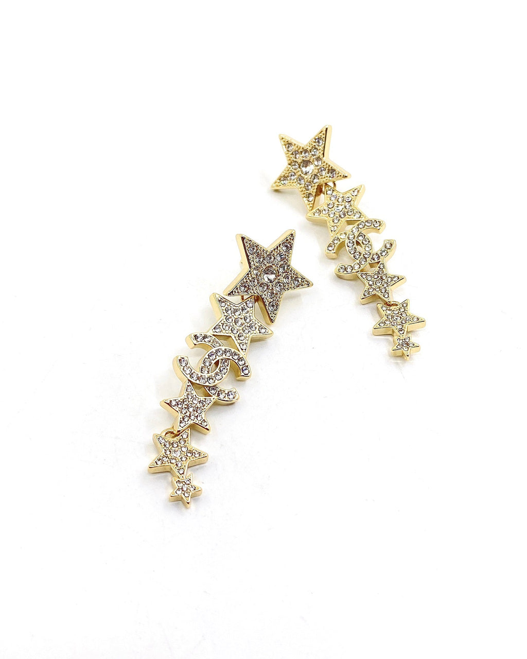 18K Chanel Star Diamonds Pendant Earrings