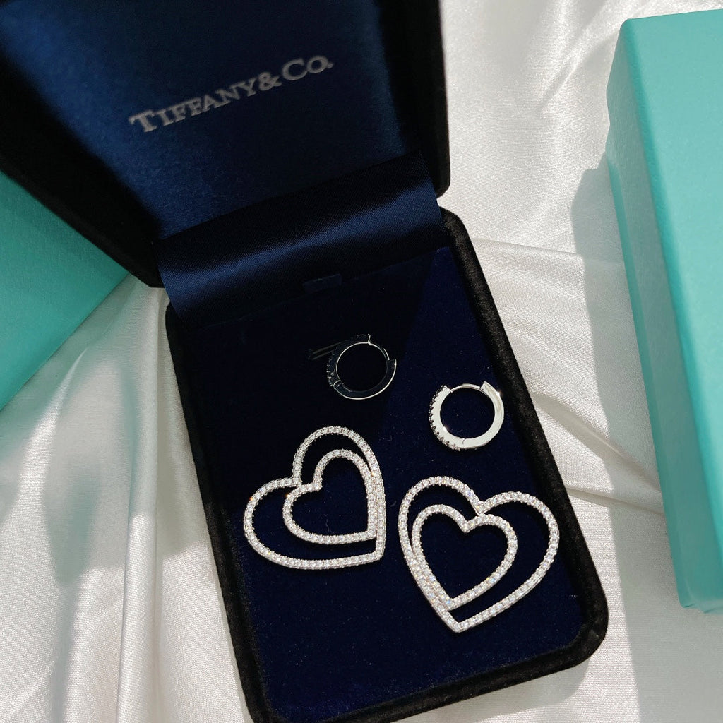 18K Tiffany & Co. Double Heart Diamond Earrings