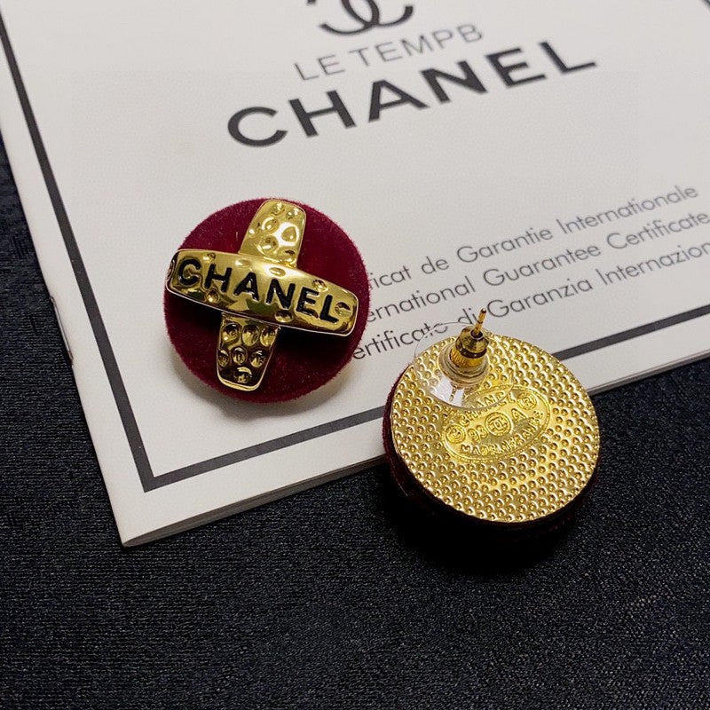18K Chanel Red Yellow Gold Earrings