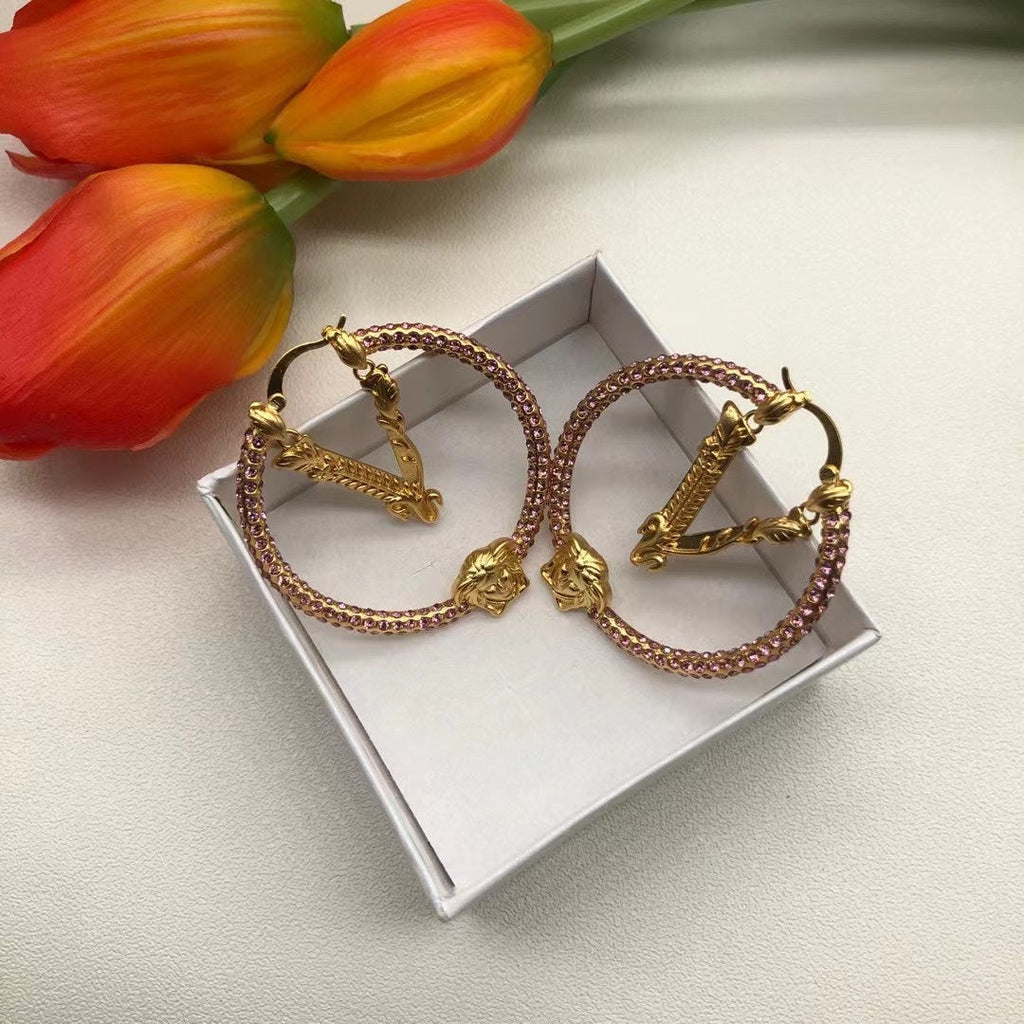 18K Versace Pink Crystals Earrings