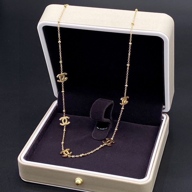 18K Chanel Small Logo Gold Necklace