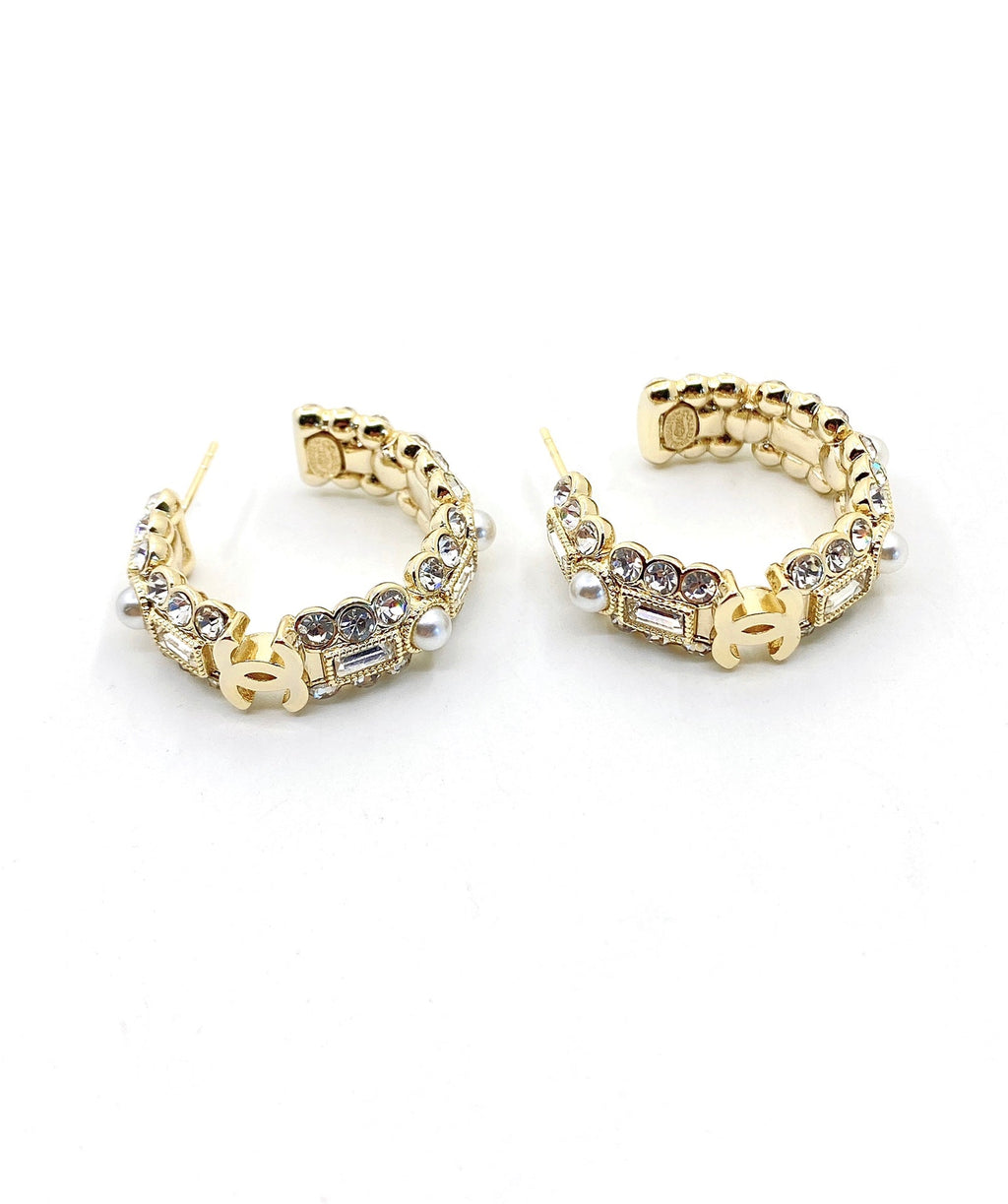 18K Chanel Crystals Circle Earrings