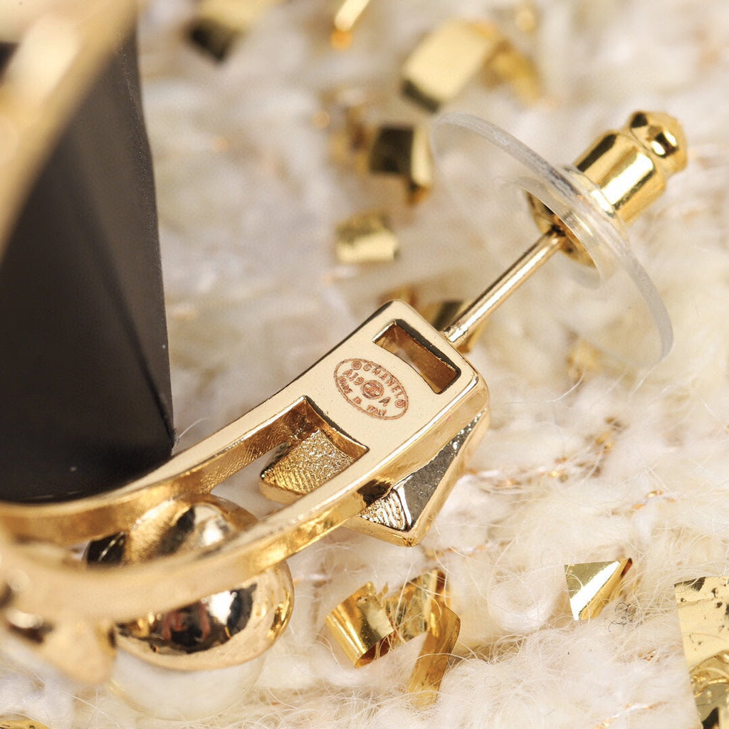 18K Chanel Pearl Crystal Earrings