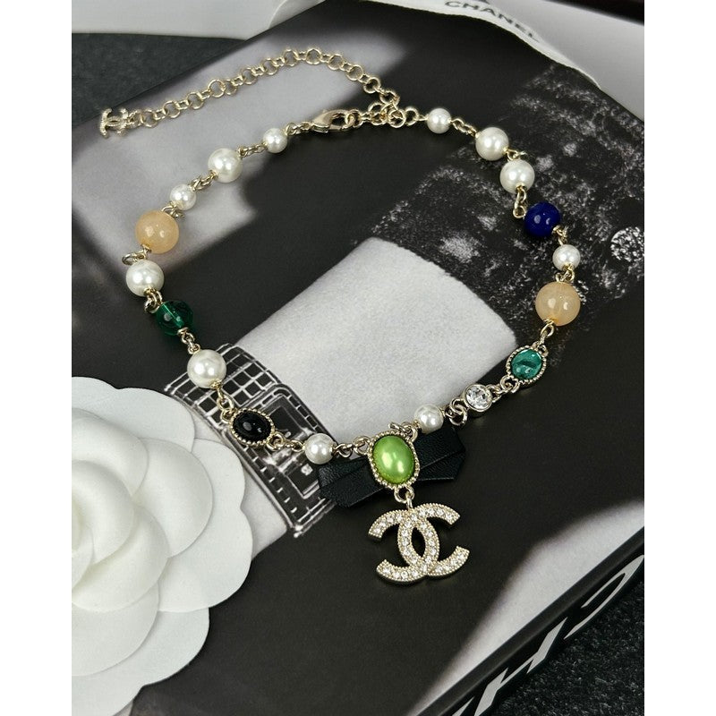 18K Chanel Crystal Bow Necklace