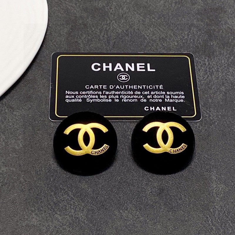 18K Chanel Black Yellow Gold Earrings