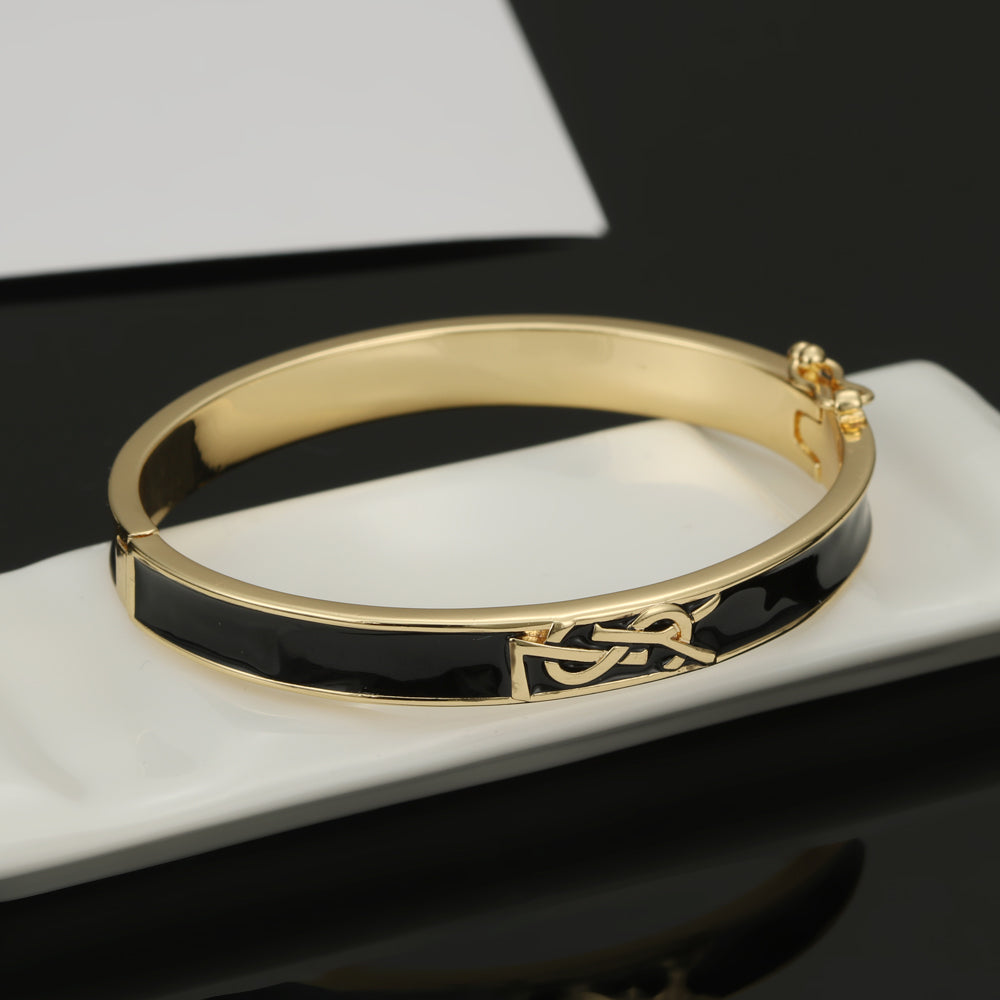 18K Saint Laurent YSL Black Bracelet