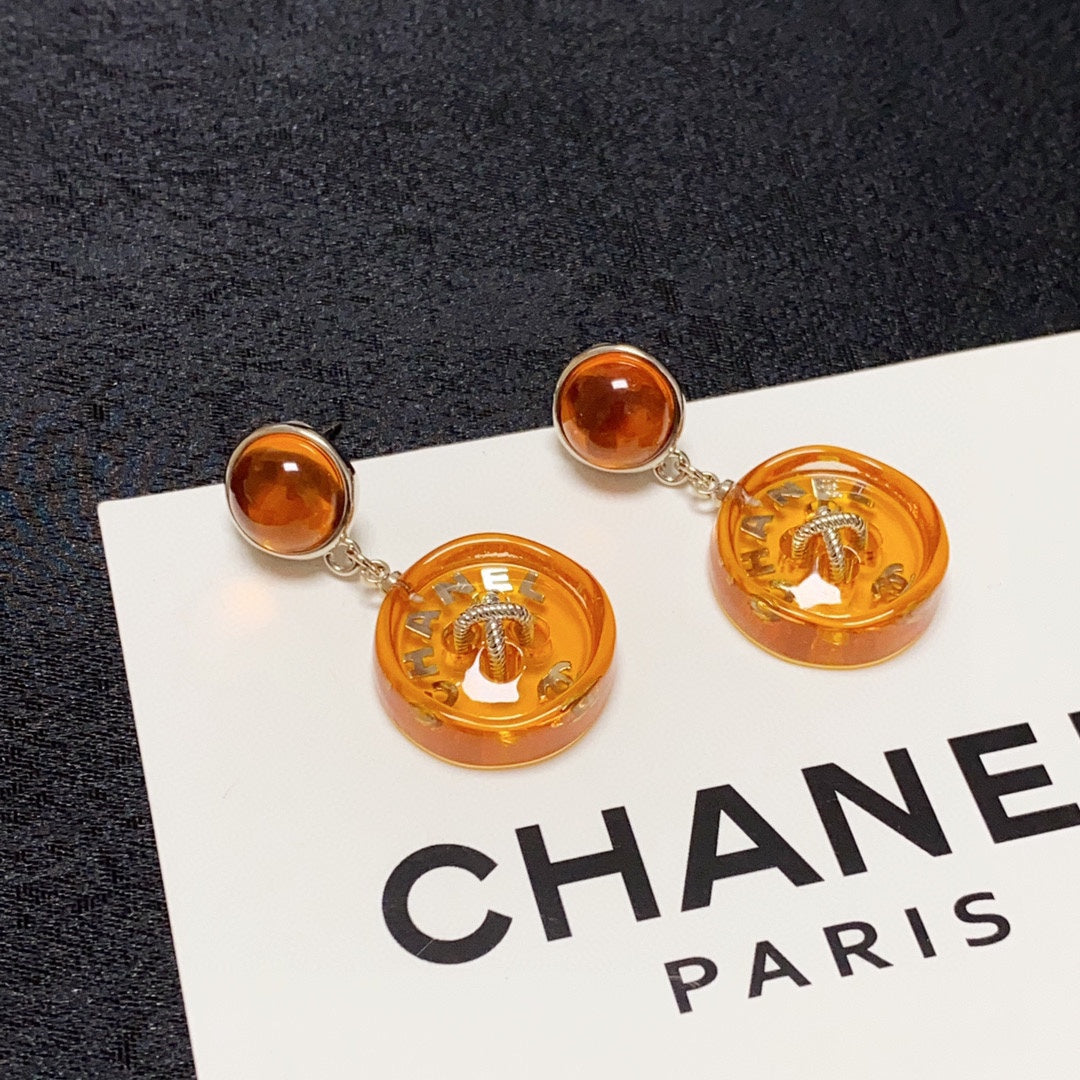18K Chanel Orange Pendant Earrings