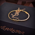 18K Saint Laurent YSL Crystals Chain Bracelet