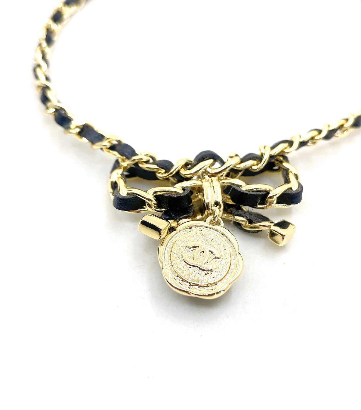 18K Chanel Rhinestone Bow Tie Necklace