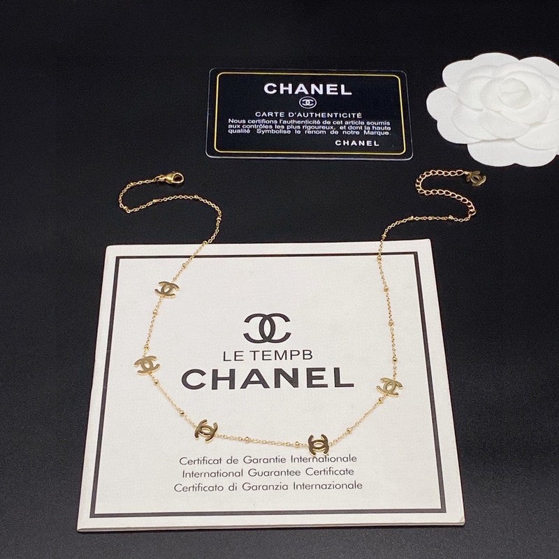 18K Chanel Small Logo Gold Necklace