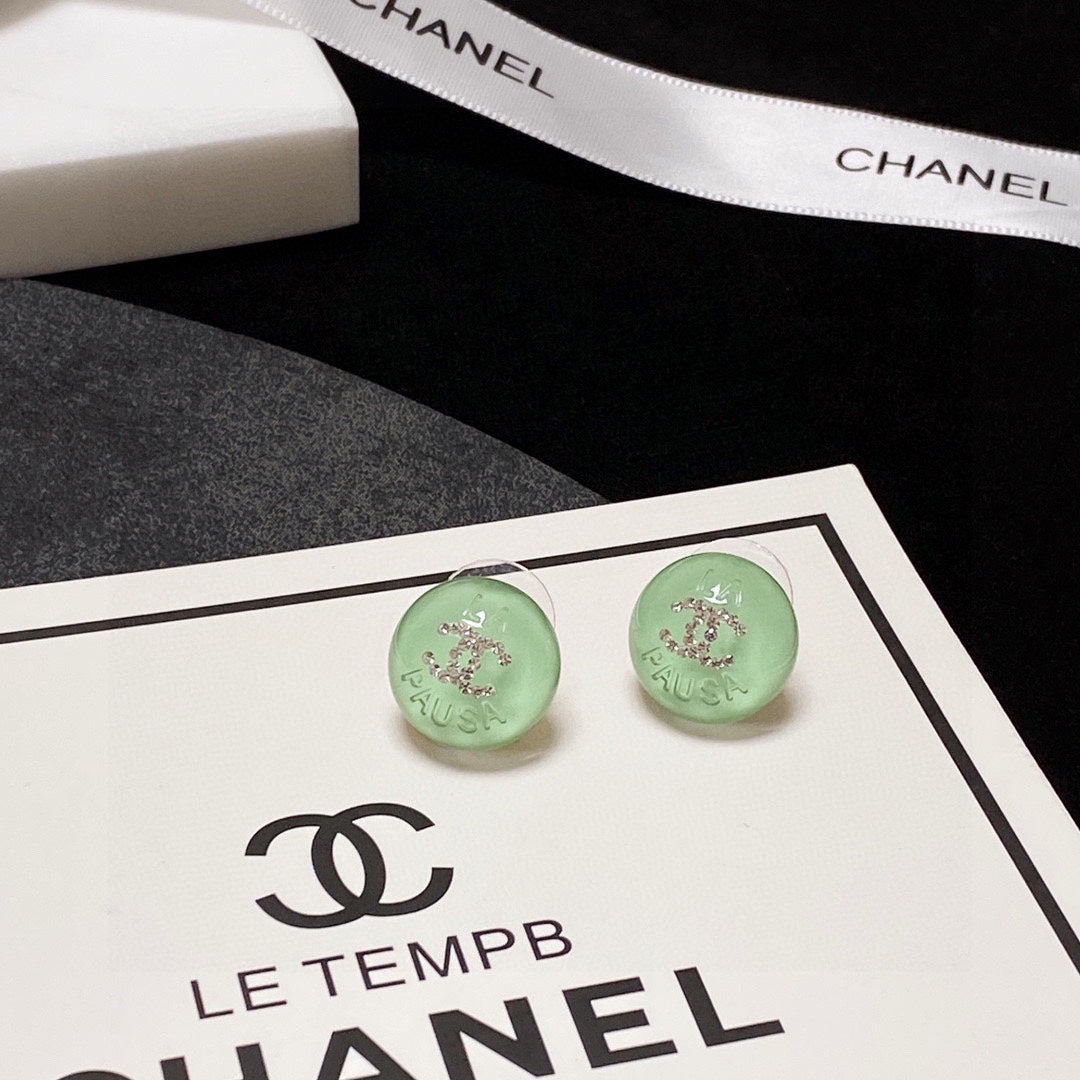 18K Chanel Green Earrings