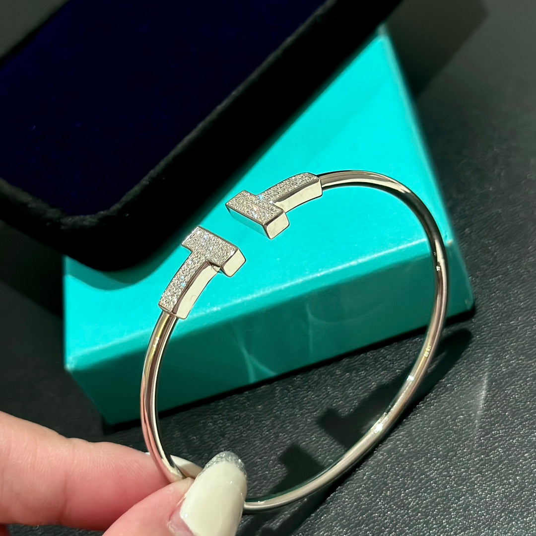 18K Tiffany & Co. Wide Diamond Wire Bracelet