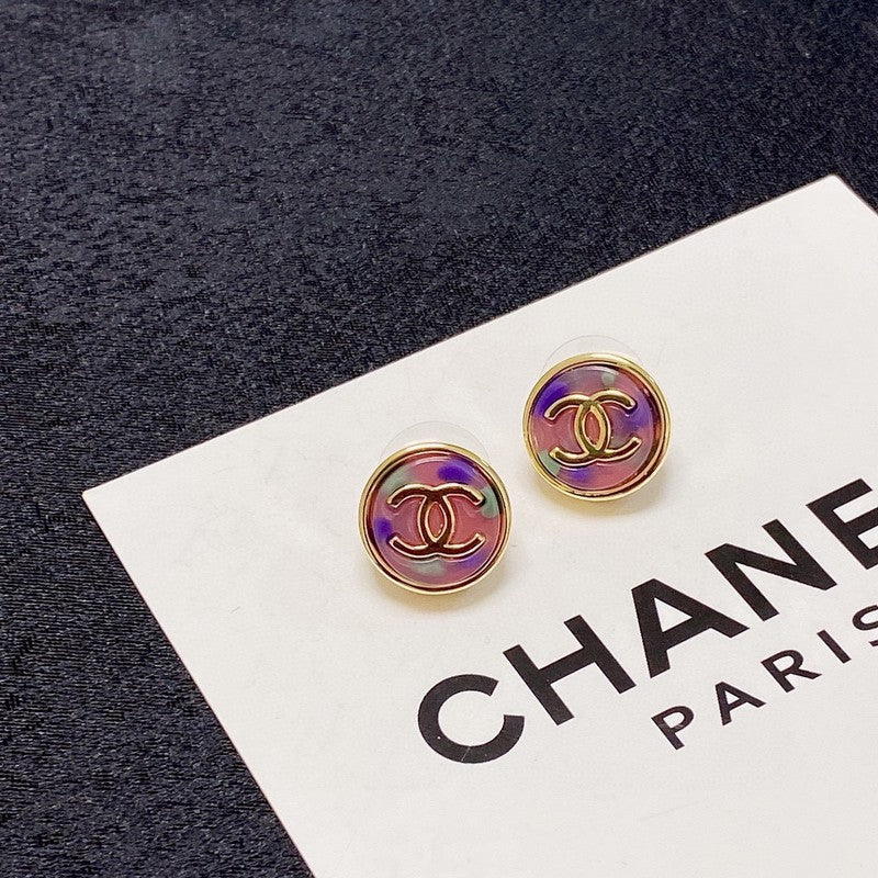 18K Chanel Colorful Round Earrings
