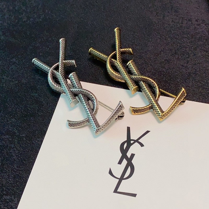 18K Saint Laurent YSL Three Color Brooch