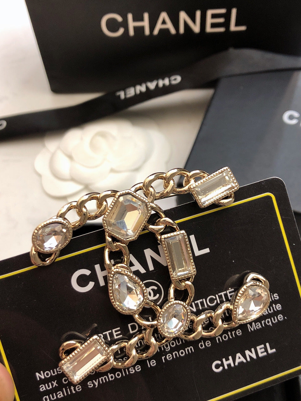 18K Chanel Crystals Strass Brooch