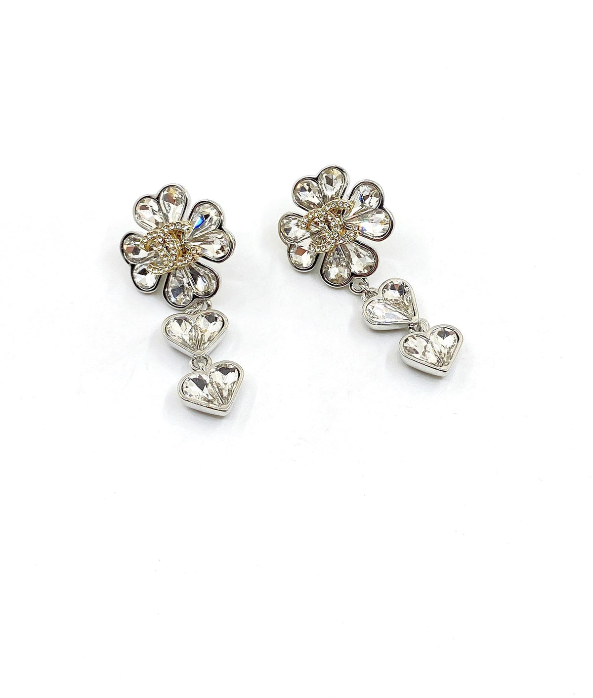 18K Chanel Crystal Flower Earrings