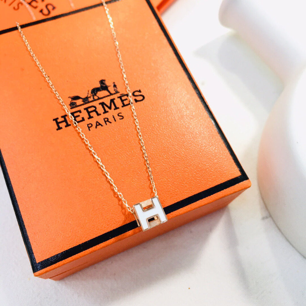 18K Cage D'H White Hermès Necklace