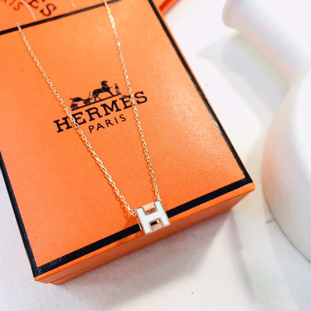 18K Cage D'H White Hermès Necklace