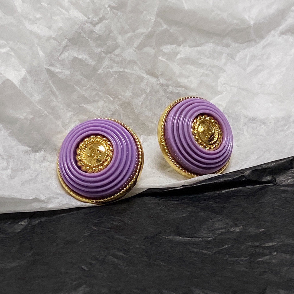 18K Chanel Purple Resin Earrings