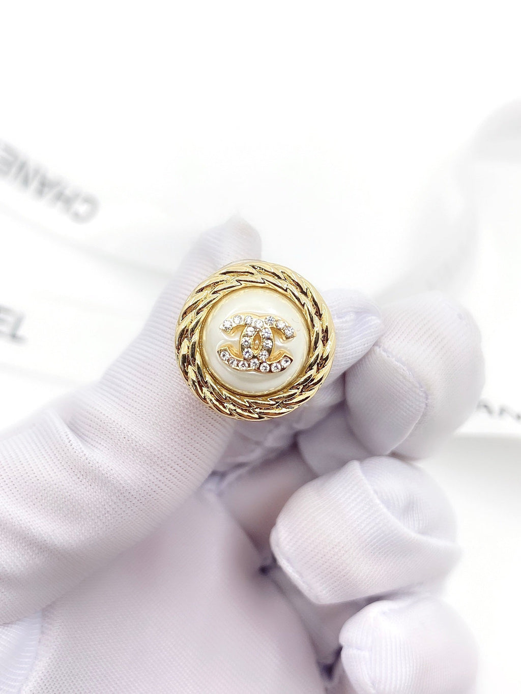 18K Chanel White Pearl Earrings