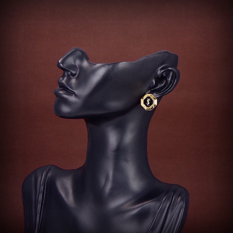 18K Saint Laurent YSL Gold Earrings