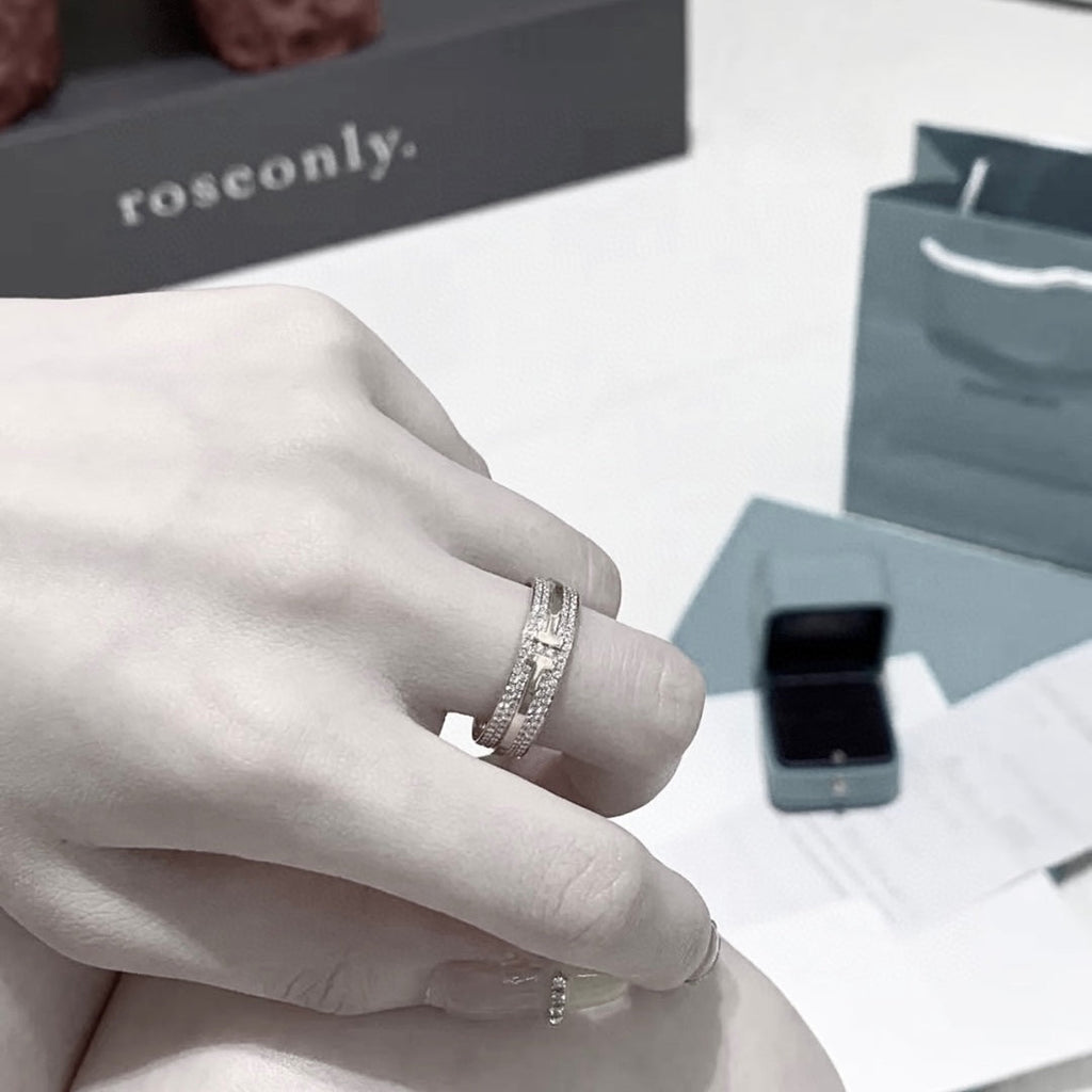18K Tiffany & Co. Narrow Pave Diamond Ring
