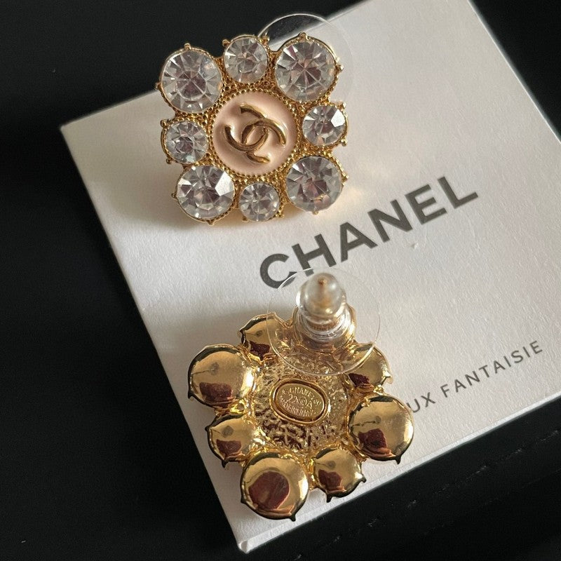 18K Chanel Color Flower Diamond Earrings