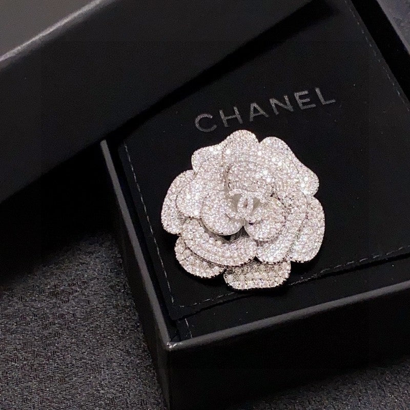 18K Chanel Full Diamond Camellia Brooch