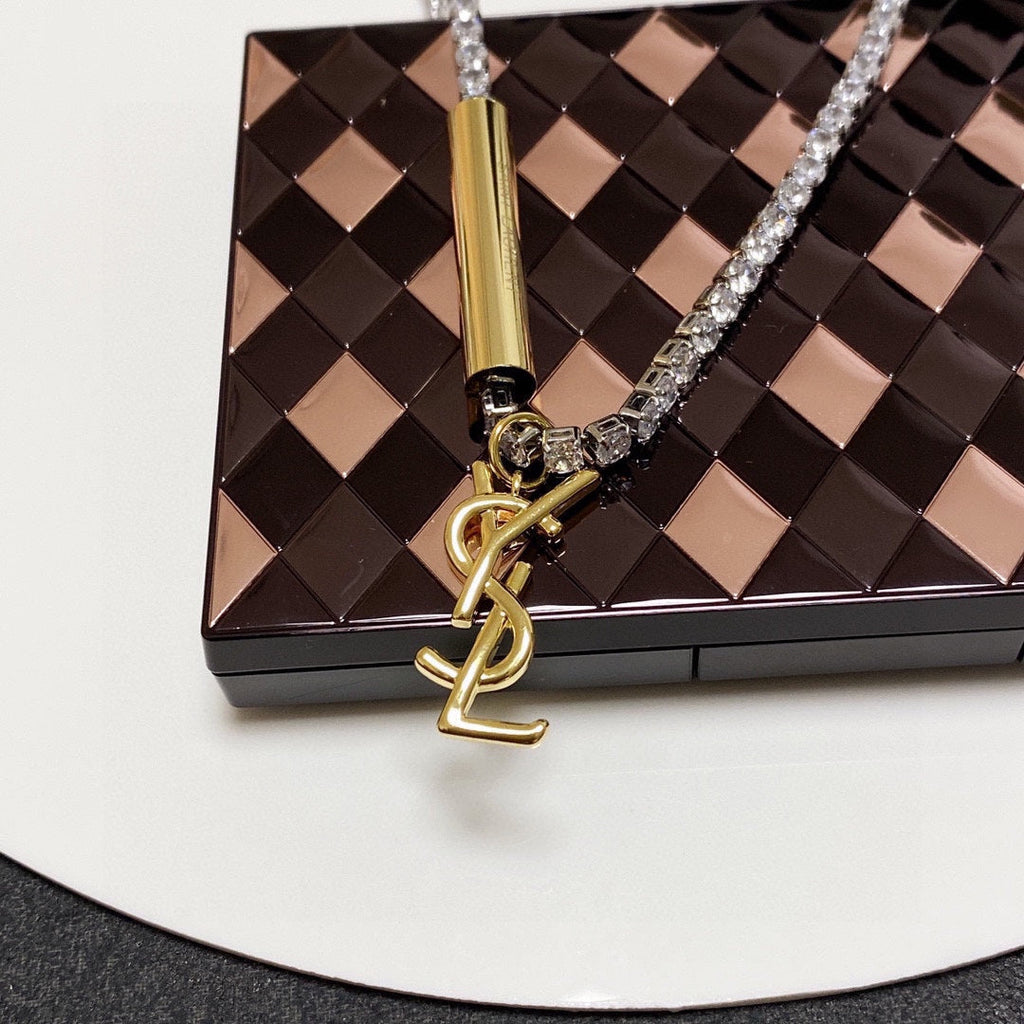 18K Saint Laurent YSL Chain Diamond Necklace