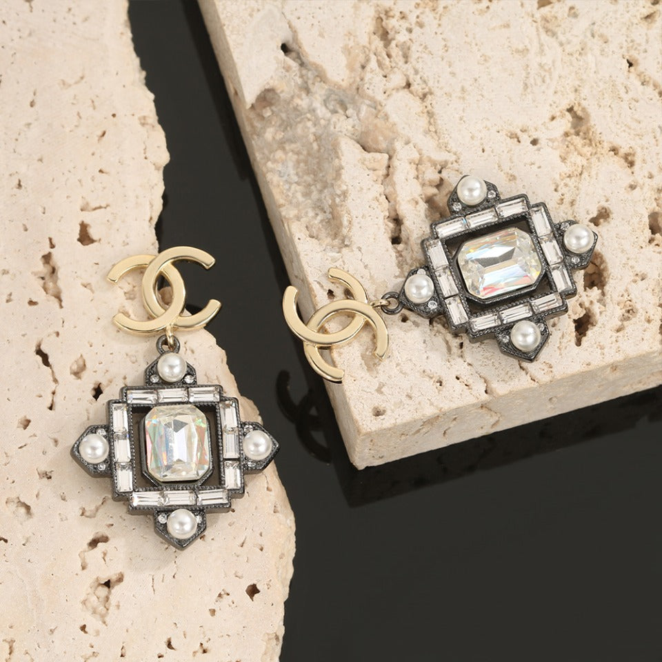 18K Chanel Crystal Earrings