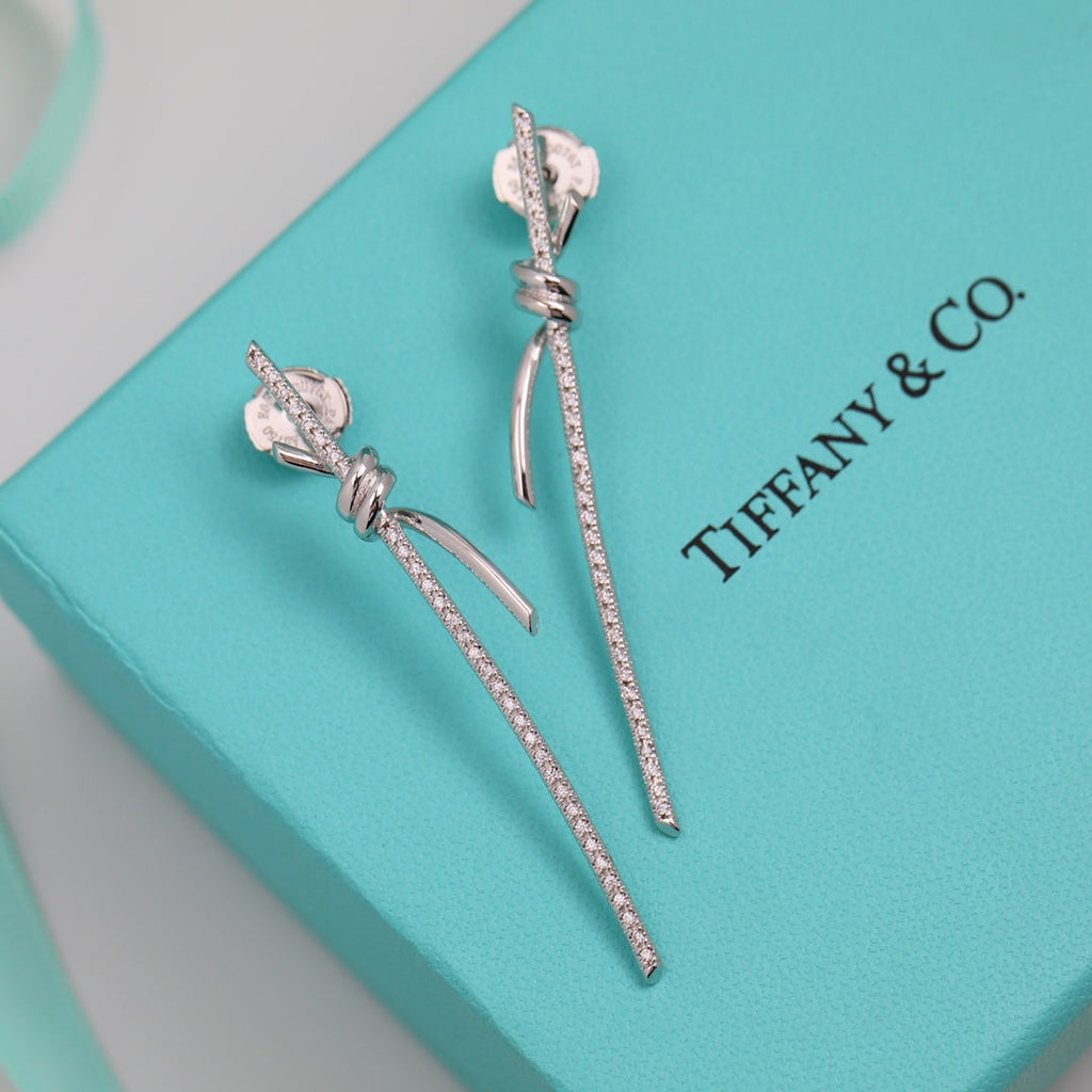18K Tiffany & Co. Knot Drop Diamonds Earrings