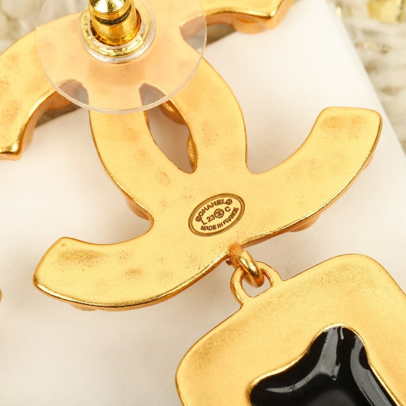 18K Chanel Long Pearl Pendant Earrings