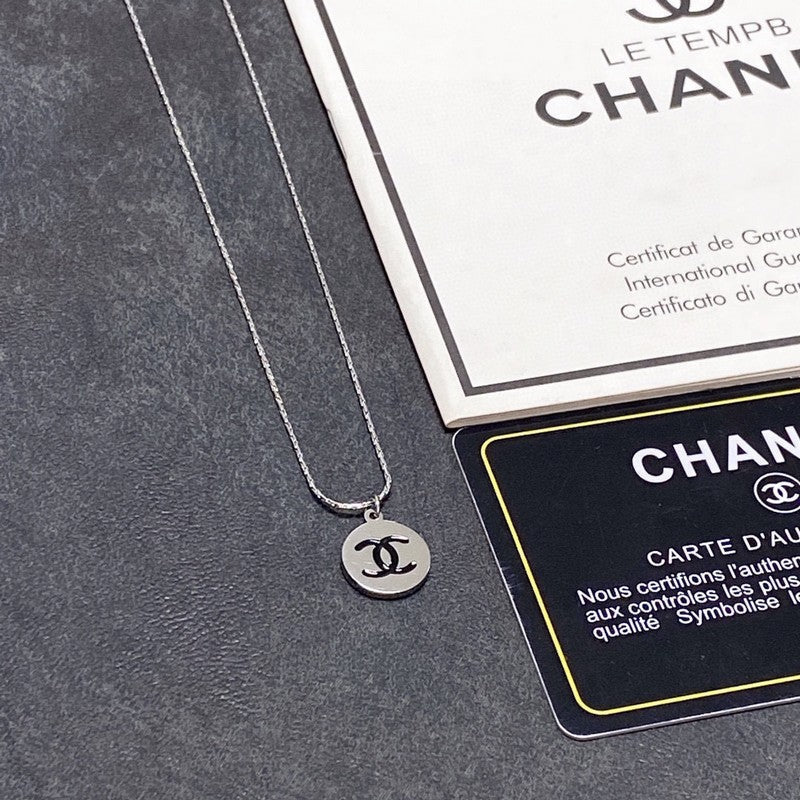 18K Chanel Round Logo Necklace