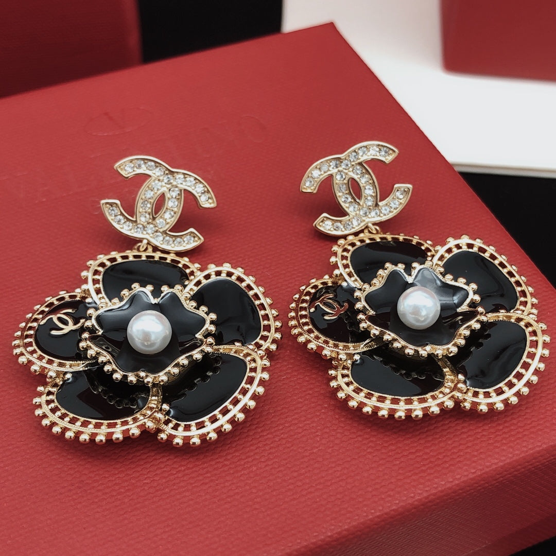 18K Chanel Camellia Diamond Earrings