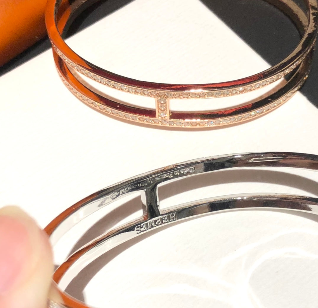 18K Ever Chain D¡¯ancre Cuff Diamond Hermès Bracelet