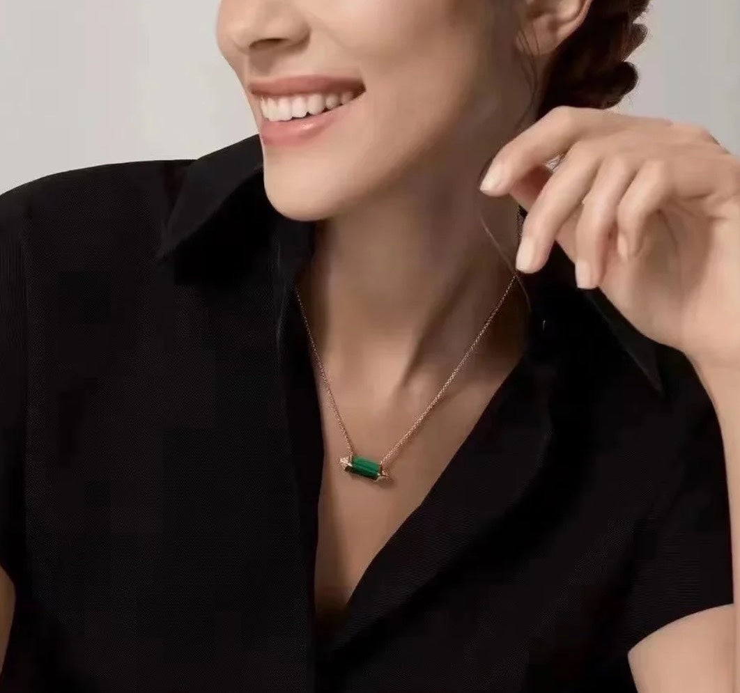 18K Cartier Les Berlingots De Malachite Necklace