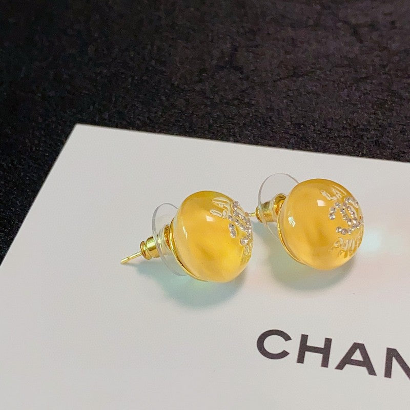 18K Chanel Yellow Round Earrings