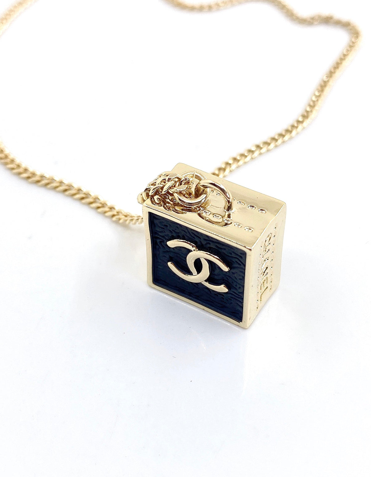 18K Chanel Square Pendant Necklace