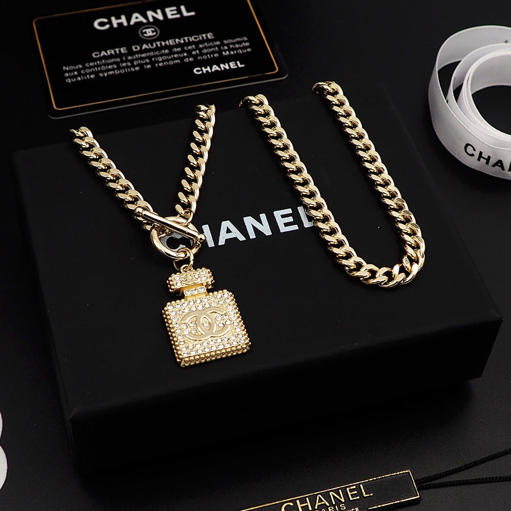 18K Chanel Diamond Perfume Bottle Pendant Necklace