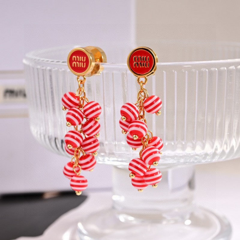 18K Miu Miu Blue & Pink Ball Earrings