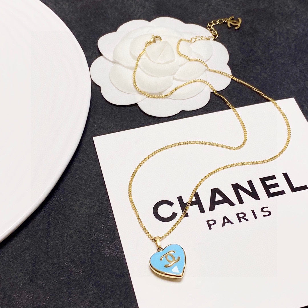 18K Chanel Blue Heart Necklace