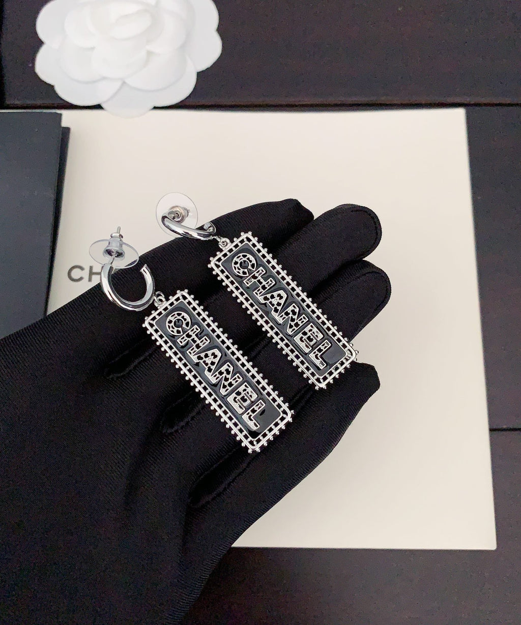 18K Chanel Typo Drop Earrings
