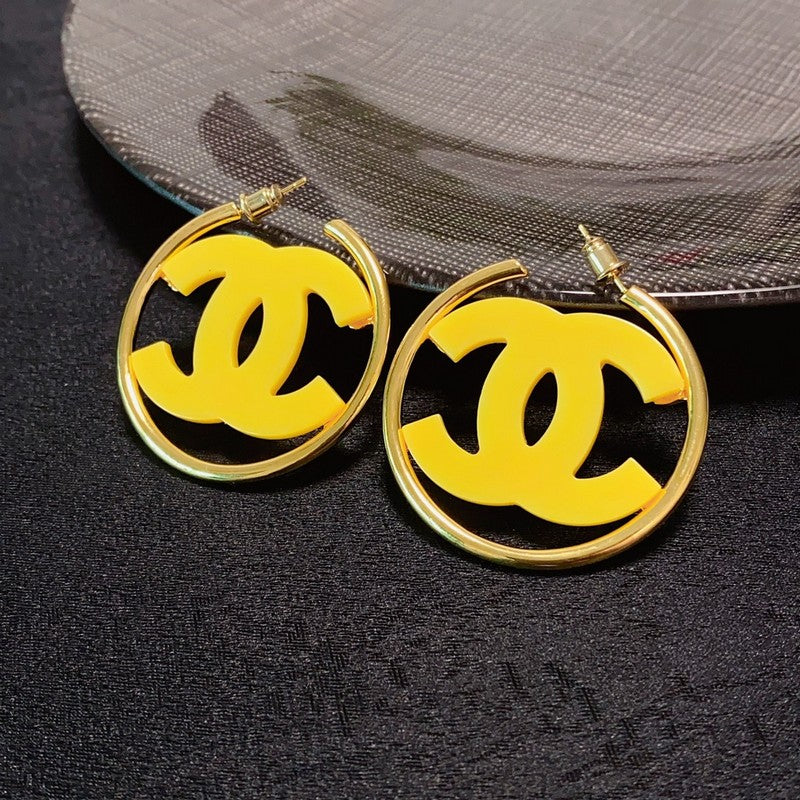 18K Chanel Color Logo Earrings
