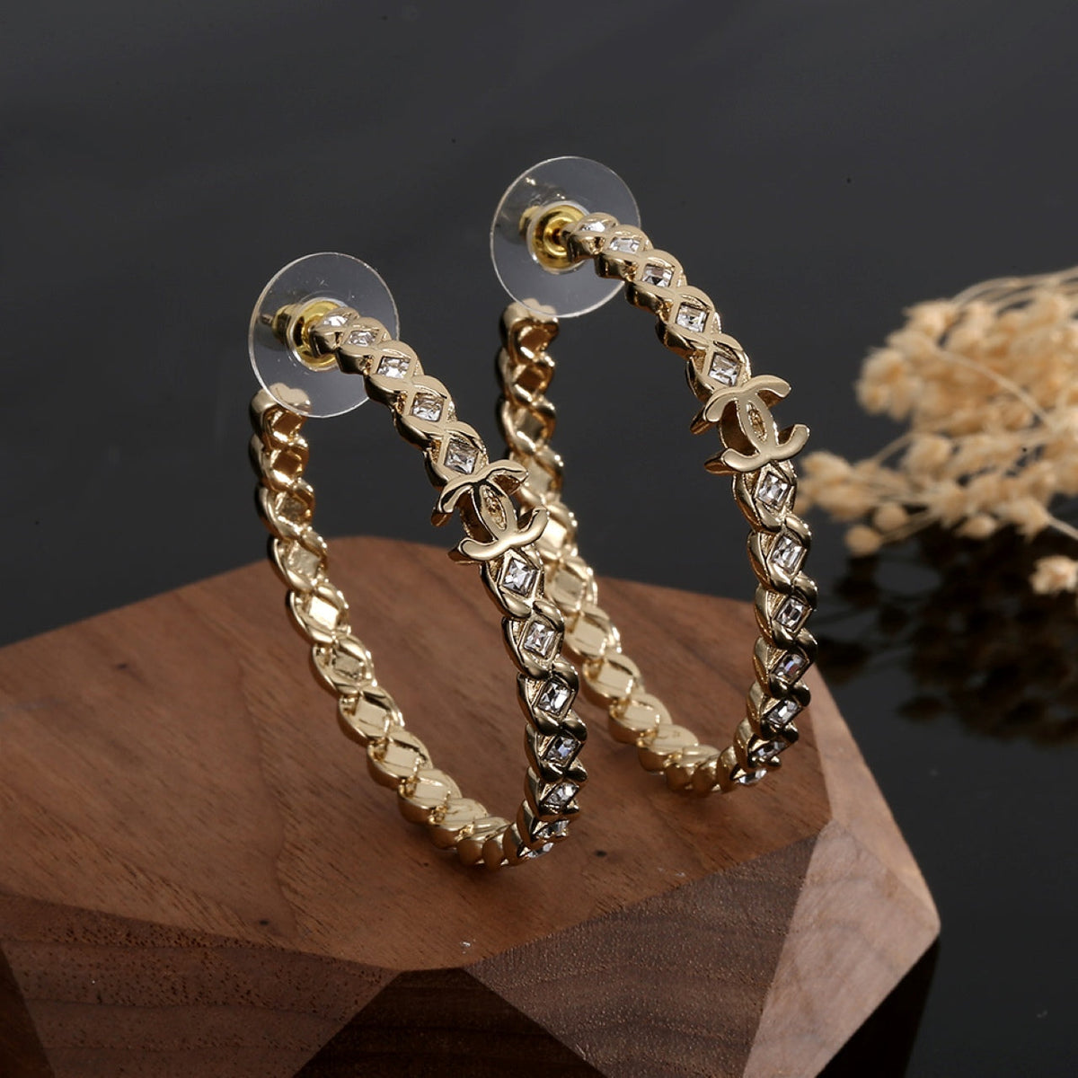 18K Chanel Crystal Earrings