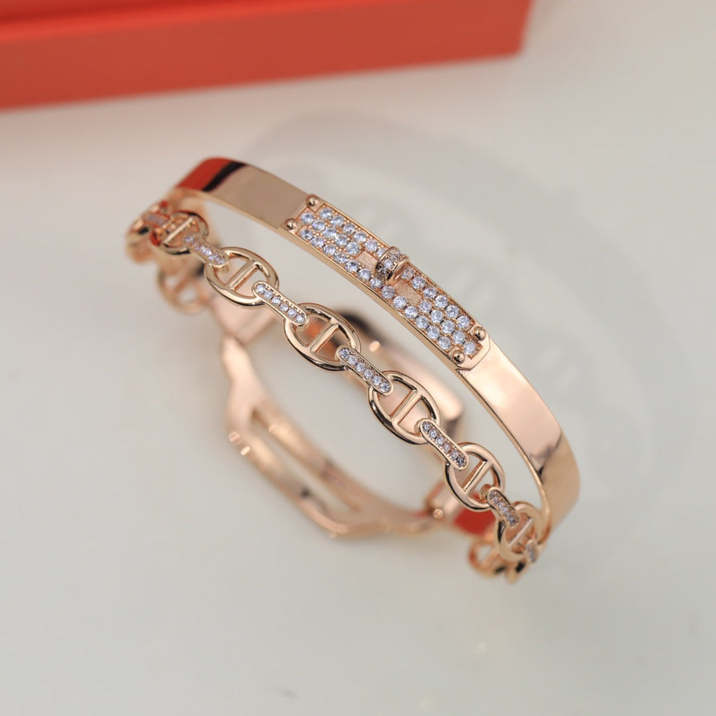 18K Kelly Double Tour Diamond Hermès Bracelet