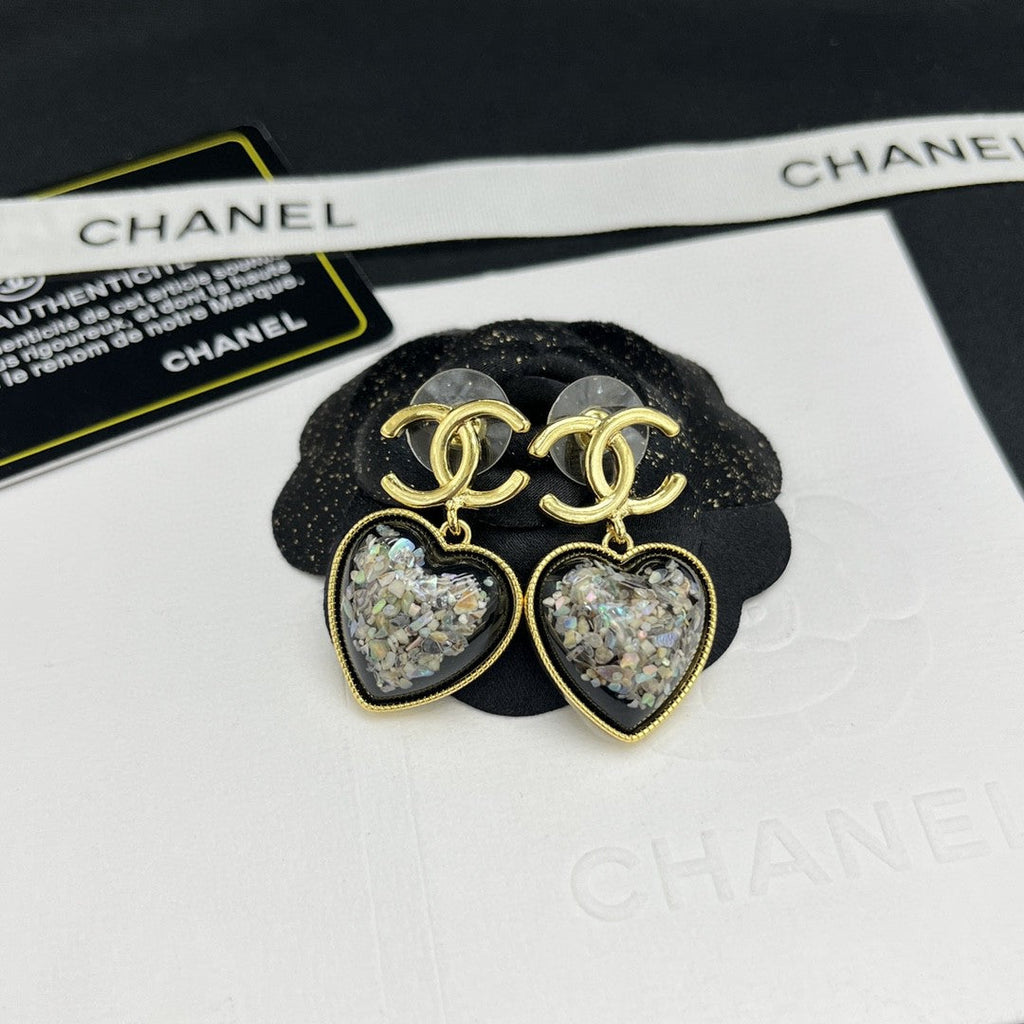 18K Chanel Multi-Color Crystals Heart Earrings
