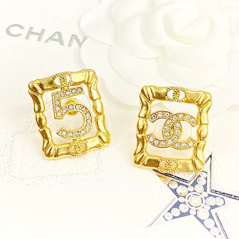 18K Chanel No.5 Square Diamond Earrings