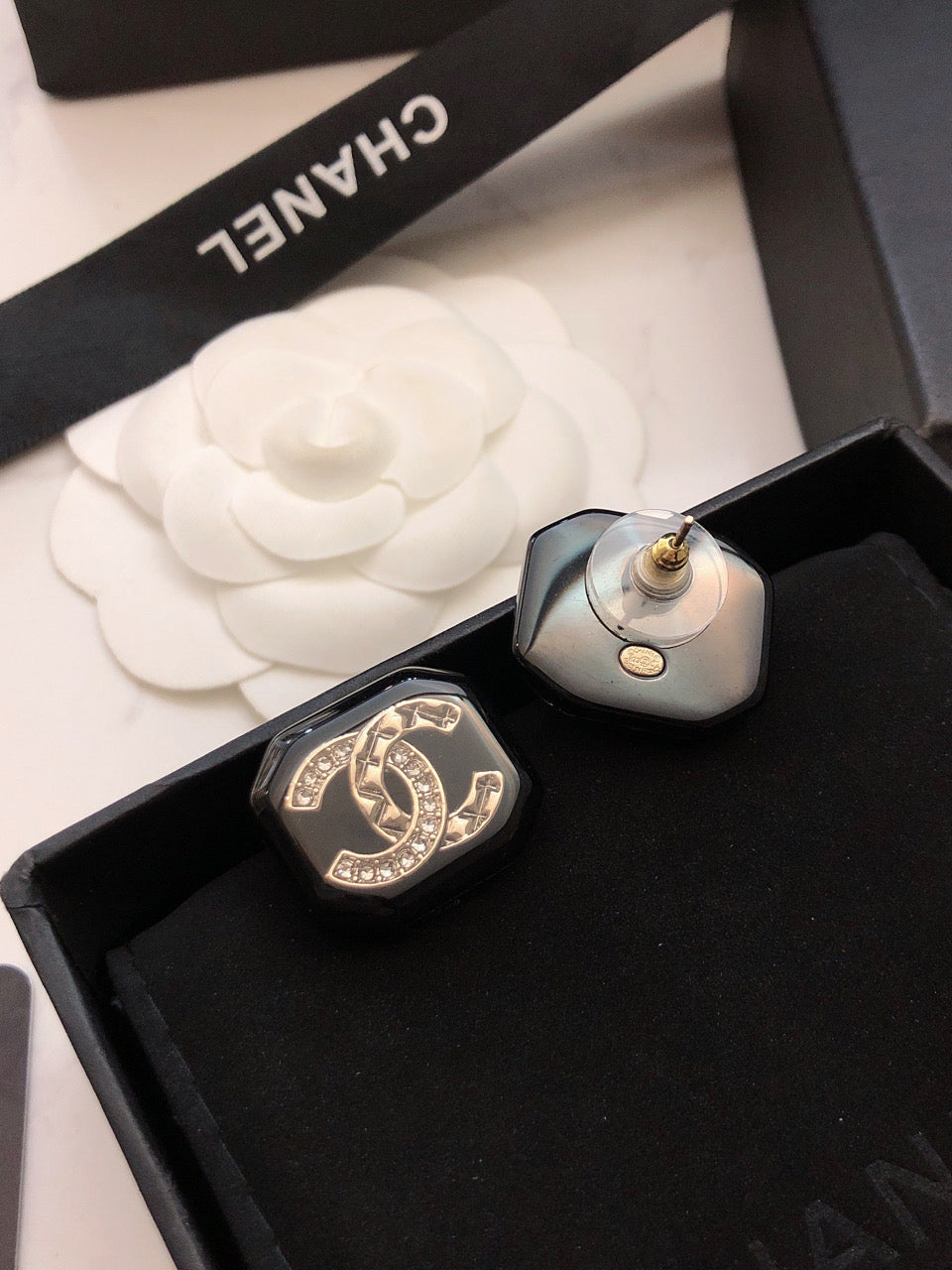 18K Chanel Resin Earrings
